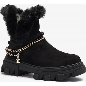 Dámská zimní obuv ČERNÉ DÁMSKÉ ZATEPLENÉ KOTNÍKOVÉ BOTY VIDERIC 38