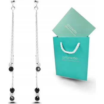 Náušnice Černý turmalín náušnice černé visací stříbro 925