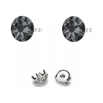 Náušnice Stříbrné Náušnice 925 s krystaly Swarovski Rose 4,5 mm Silver Night