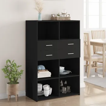Příborník do zásuvky Skříň highboard černá 80 x 42,5 x 124 cm kompozitní dřevo - 8721102654756