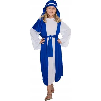 Karnevalový kostým Kostým Marie pro dívku, velikost 110-120 cm, na Vánoční hru (Jasełka) - tunika, pásek, šátek