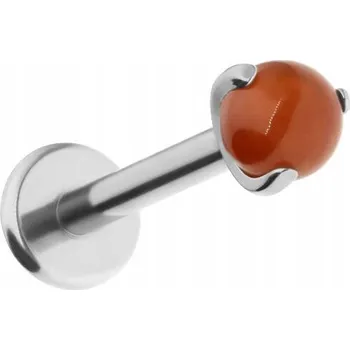 Piercing Titanový labret piercing s karneolem, stříbrný, 1,2/6/3