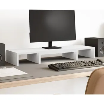 Držák monitoru Stojan na monitor bílý 80 x 24 x 10,5 cm kompozitní dřevo - 8721158389220