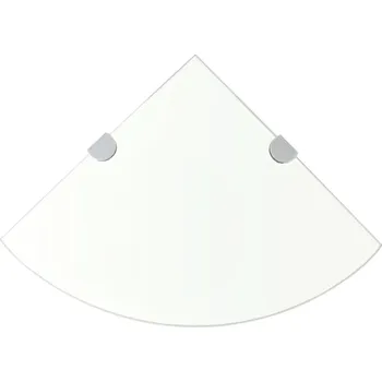 police Rohová police s chromovými podpěrami sklo čiré 25x25 cm - 8718475527312