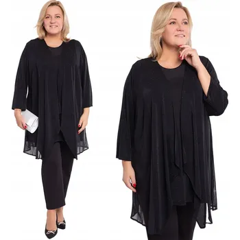 Dámská tunika Černá tunika s lesklým přehozem 60