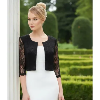 Bolerko Saténové bolerko pošité krajkou - černé: BF-170 Vybraná velikost: 5XL