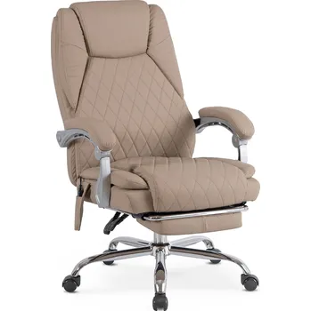 JAKS Kancelářské křeslo polohovatelné béžová ekokoža Giorgio + masážní funkce zdarma