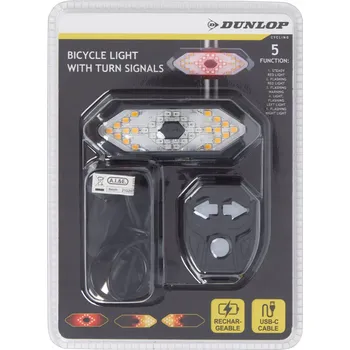 Cyklosvítilna Zadní světlo na kolo s blinkry Dunlop 5 funkcí, dobíjecí