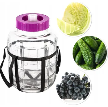 Sklenice Balón 13 l, velká skleněná sklenice na víno, likéry, okurky, siláž s ramenními popruhy