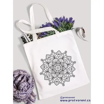 Textilní taška k vybarvení, MANDALA 1, 41x37cm, BÍLÁ, 1 kus