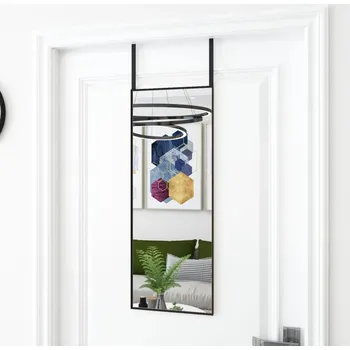 Zrcadlo Zrcadlo na dveře černé 30 x 80 cm sklo a hliník - 8720286344859