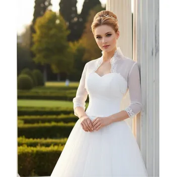 Bolerko Svatební bolerko z organzy lemované krajkou - bílé: BF-142 Vybraná velikost: 6XL