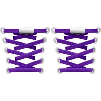 Tkaničky do bot Elastické tkaničky do bot široké - Typ E - zacvakávací, dvojitá koncovka, jeden pár - Fialové, 100 cm