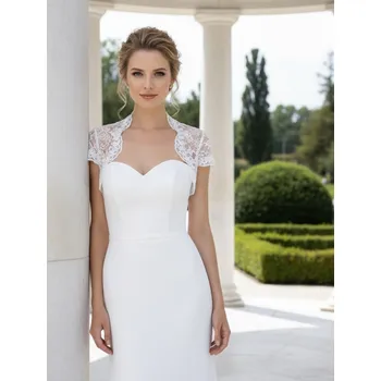 Bolerko Bílé krajkové svatební bolerko BF-191 Vybraná velikost: XXL