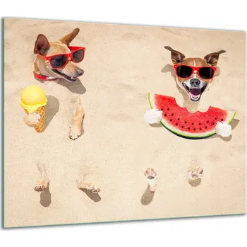 Obraz SKLENĚNÁ OCHRANNÁ DESKA NA SPORÁK 60x52 PES (PIES)