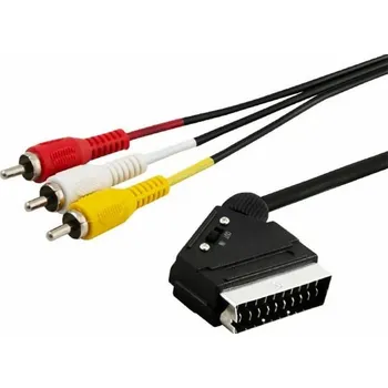 Audio kabel Elmak Scart - RCA (Cinch) x3 2m černý kabel (SAVIO CL-133)