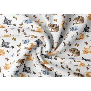 Orbytex Dětská zatemňovací látka na závěsy, šíře 150cm - vzor koťata - doprodej