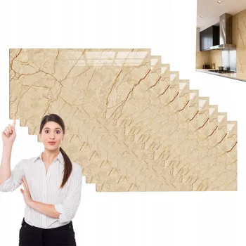 Obraz Dekorativní panely na stěny PVC samolepicí obklady mramor béžový 10 kusů