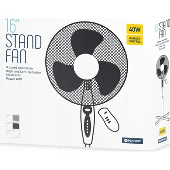 Domácí ventilátor Stojanový ventilátor 16" PLATINET + dálkový ovladač