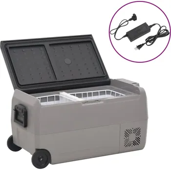 Chladicí box s kolečky a adaptérem černý a šedý 50 l PP a PE - 8720845736385