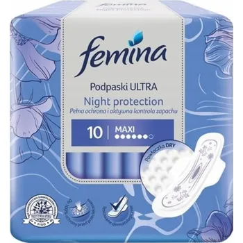Menstruační vložka Vložky Femina Maxi Ultra Night Protection s křidélky 10 Ks