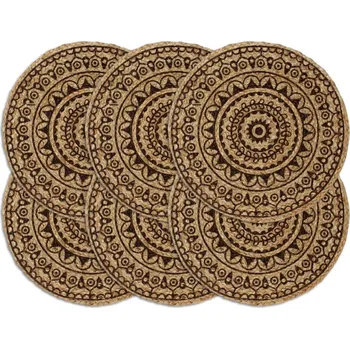 prostírání Prostírání 6 ks tmavě hnědé 38 cm kulaté juta - 8718475735120