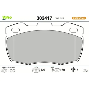 Brzdová destička Sada brzdových destiček, kotoučová brzda VALEO 302417