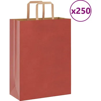 Dárková taška Papírové sáčky 250 ks s uchy červené 26x12x35 cm - 8721158519269