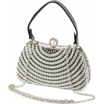 Kabelka Dámská kabelka s krabičkou, černá psaníčko, křišťály, perličky