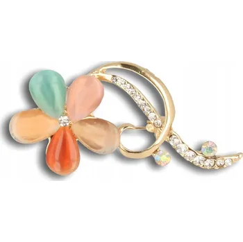 Brož Brož zlatá zavírací špendlík s barevnými kameny