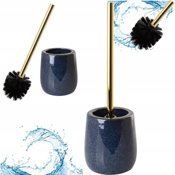 WC štětka AWD INTERIOR 1923 Friki, tmavě modrá se zlatým kameninovým podstavcem