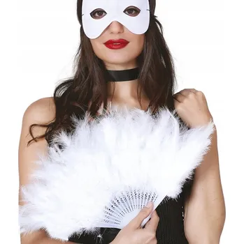 VĚJÍŘ Z PEŘÍ KARNEVALOVÝ RETRO BÍLÝ