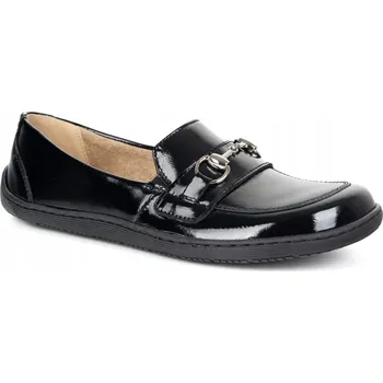 Dámské mokasíny Barefoot lakované kožené mokasíny dámské 1288AR černé zdravé obutí vel. 38