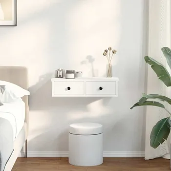 police Nástěnná police se zásuvkami bílá 60x28x15 cm kompozitní dřevo - 8721158649720