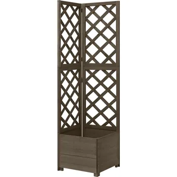 Truhlík Rohový truhlík s treláží šedý 40 x 40 x 150 cm masivní jedle - 8720286432280