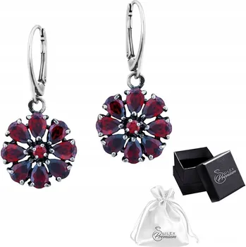 Náušnice Stříbrné náušnice ryzost 925 Květ Granát