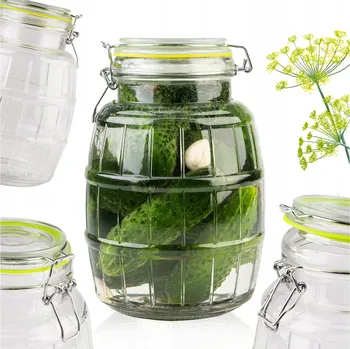 Sklenice Velká sklenice s mechanickým uzávěrem na okurky, kysané zelí 2,2 l