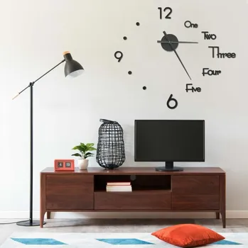 Hodiny 3D Nástěnné hodiny s moderním designem černé 100 cm XXL - 8720286137772