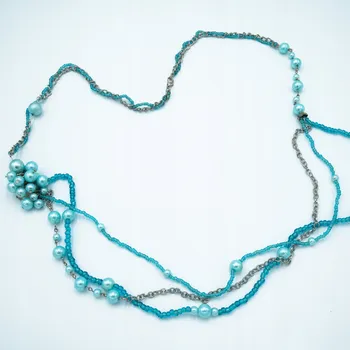 Náhrdelník Náhrdelník / Dlouhý třířadý náhrdelník modrý