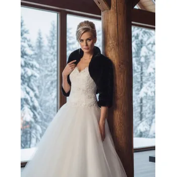 Dámský kožich Kožíšek s 3/4 rukávem - černý: BF-88 Vybraná velikost: 3XL