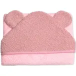 Baby Nellys Kojenecká osuška s kapucí a oušky Boucle 80x80cm, froté - pudrově růžová