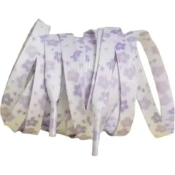 Tkaničky do bot Tkaničky s květovaným potiskem, jeden pár - Bílo fialové, 140 cm