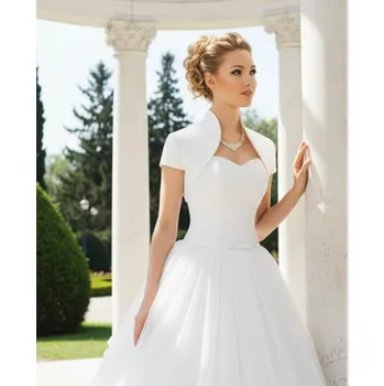 Bolerko Saténové svatební bolerko s vysokým límcem ivory: BF-158 Vybraná velikost: XS