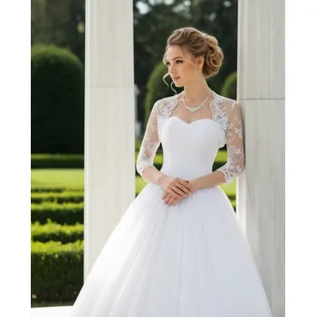 Bolerko Krajkové svatební bolerko s 3/4 rukávem bílé BF-154 Vybraná velikost: 5XL