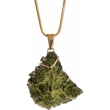 Přívěsek Zlatý přívěsek s neopracovaným vltavínem Besednice