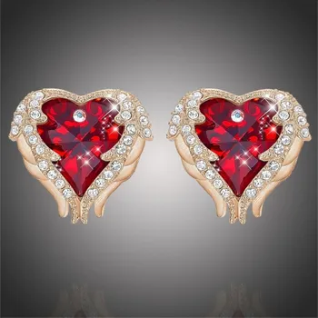 Náušnice Éternelle Náušnice Swarovski Elements Angel Wings Gold - andělská křídla E1477-SE8080A(10) Červená