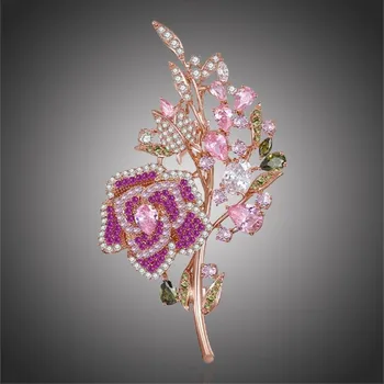 Brož Éternelle Exkluzivní květinová brož Swarovski Elements Alfonsa B9007-E-152-E153 Barevná/více barev