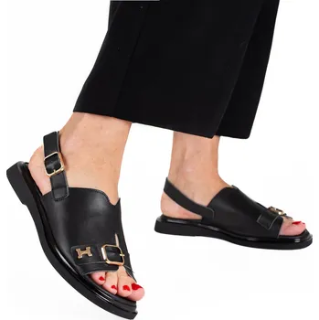 Dámské sandále Dámské černé kožené sandály se zlatými detaily Letizia Velikost: 39