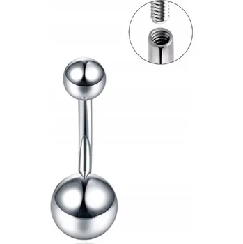Piercing Titanový piercing do pupíku s Kuličkami STŘÍBRNÝ PIERCING 1,6/10/8+5