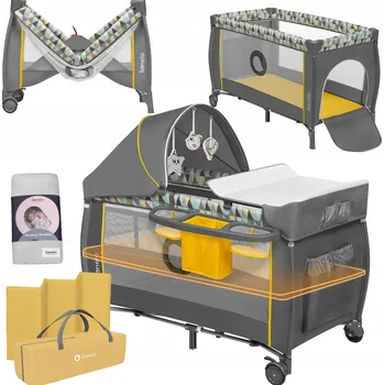 Dětská postýlka Cestovní postýlka Lionelo LO-SVEN PLUS YELLOW SCANDI